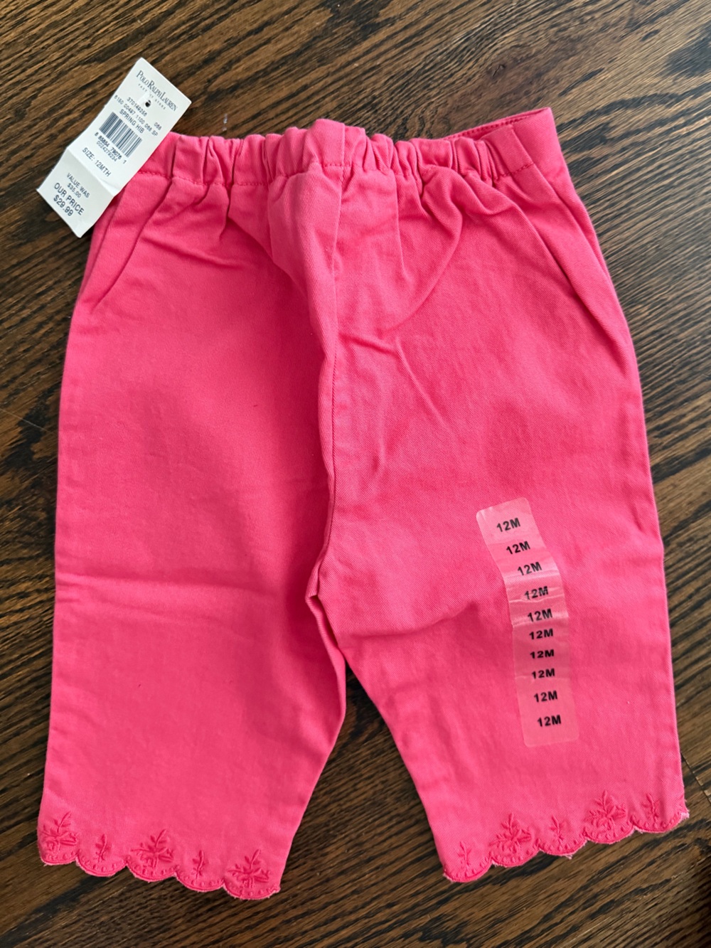 Polo by Ralph Lauren Hot Pink Girls Pants with Scalloped Ankles